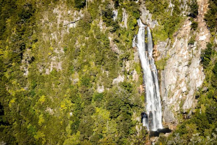 a waterfall in a forest